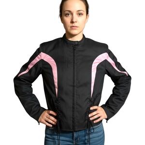 Women's Black and Pink Unique Riding Jacket